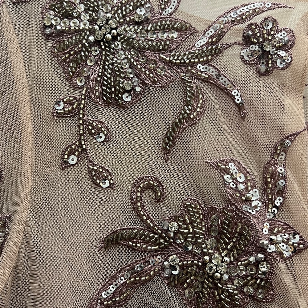Embellished Taupe Velvet Evening Gown - Picture 11 of 11